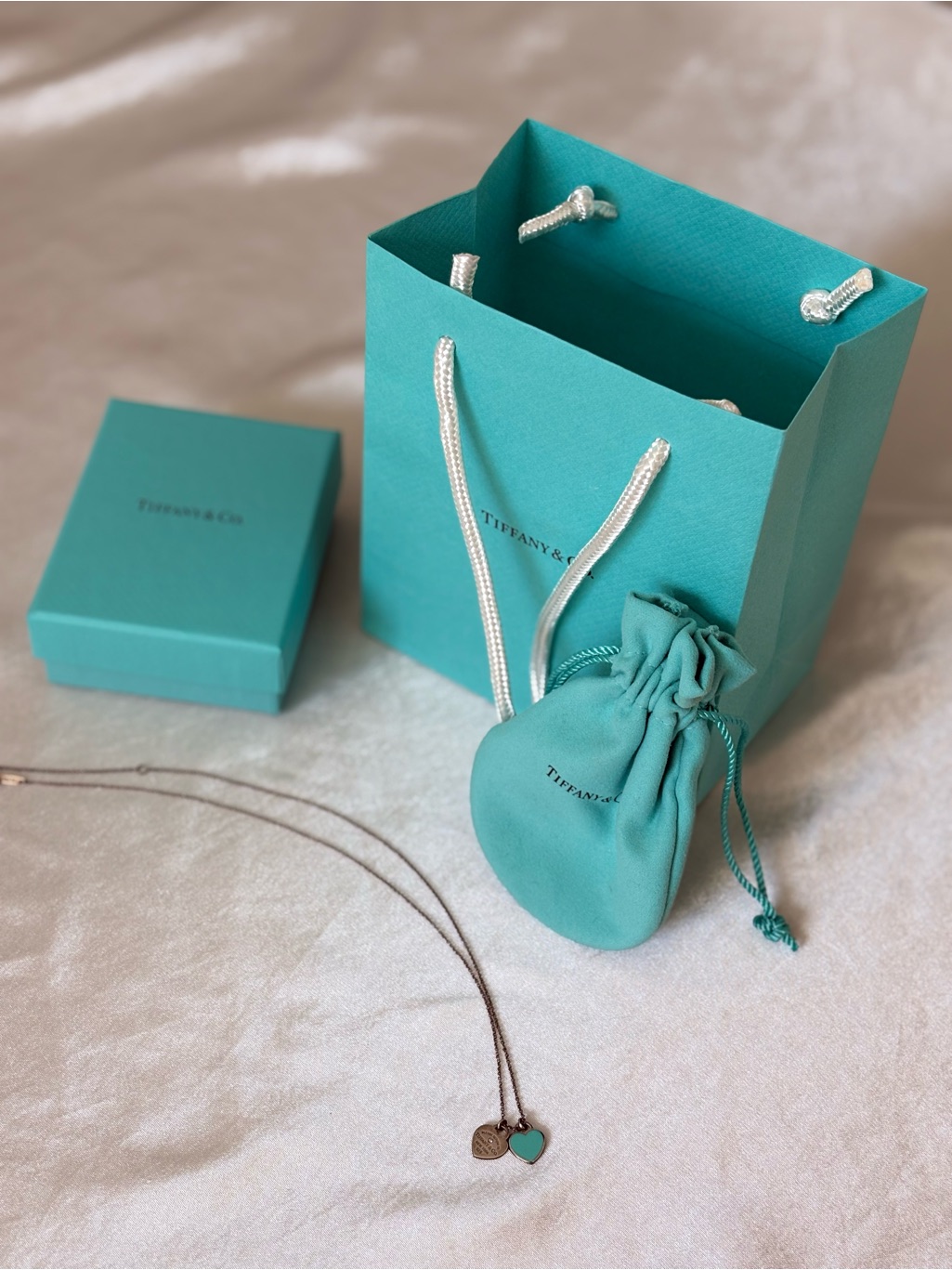 Authentic Tiffany Double Heart Tag Diamond Necklace W Original Packaging/Receipt